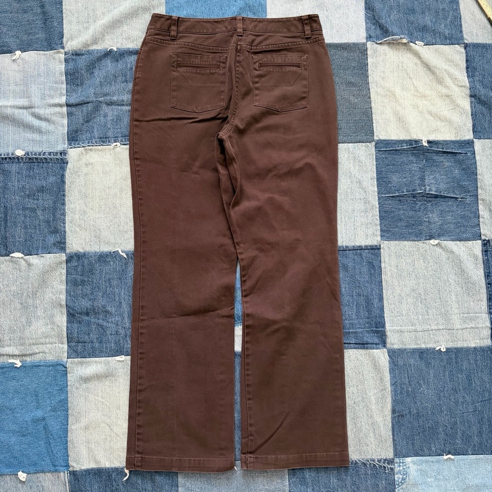 brown straight leg liz claiborne audra middle seam detail pants size 8 - Picture 2 of 9